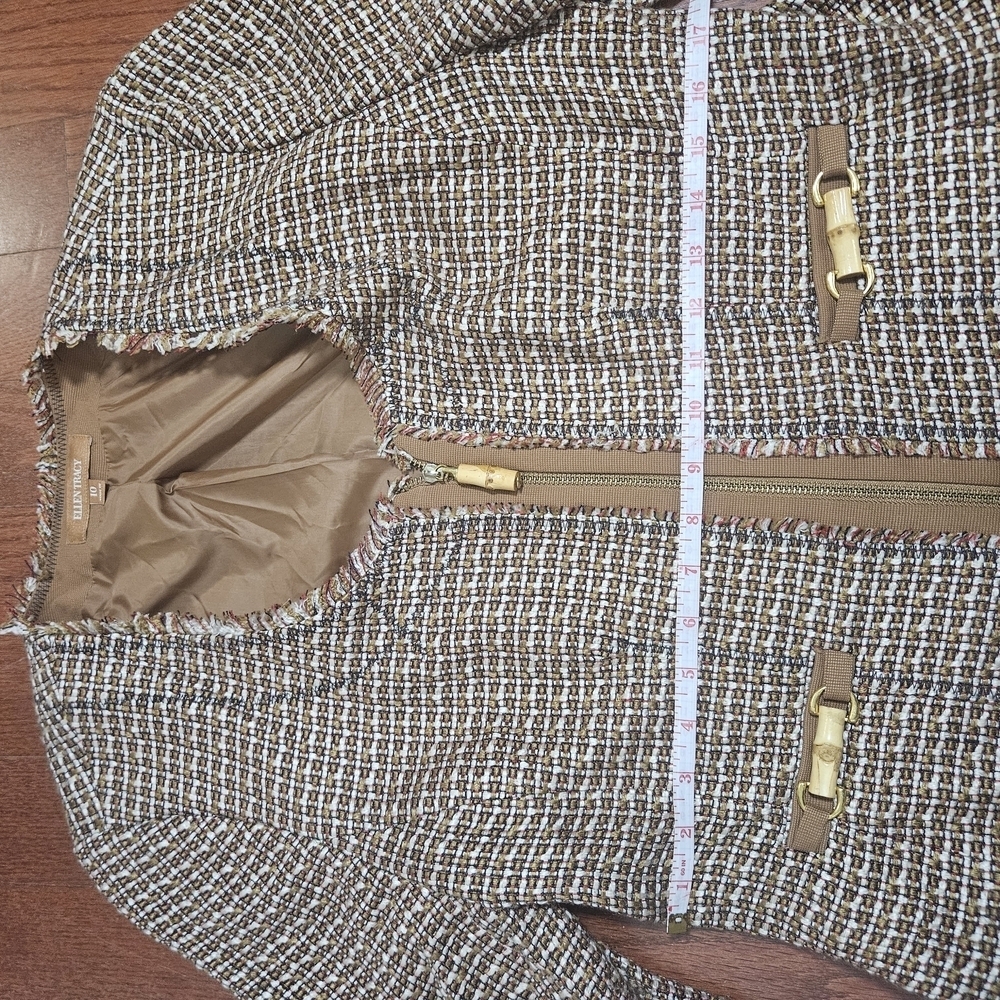 Ellen Tracy Brown and Gold Blazer with Geometric Texture - Picture 5 of 10